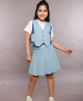 Denim Waistcoat & Skirt Co-ord Set- Blue