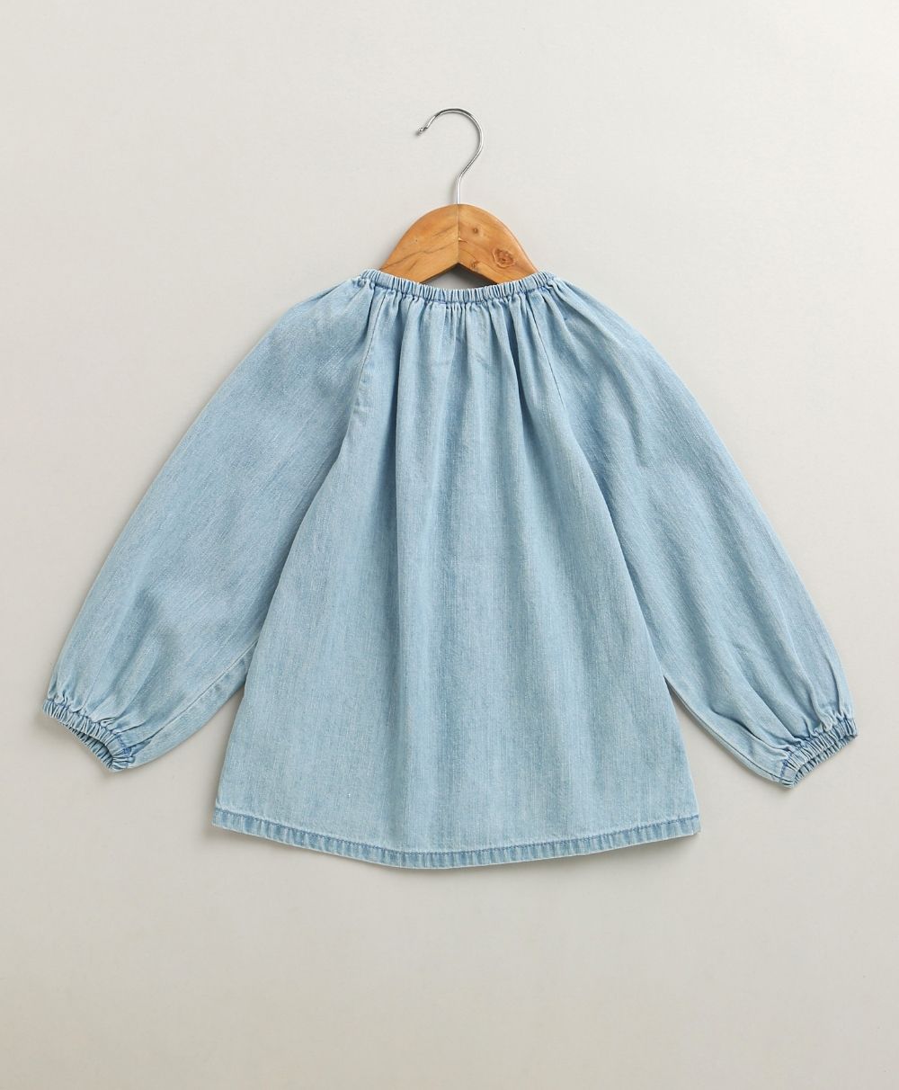 Azure Daydream Denim Blouse - Blue