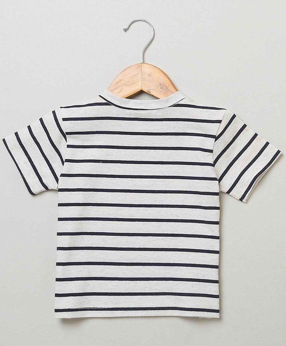 Unisex Cotton Dungaree and Jersey T-Shirt Stripes  Co-ord Sets - White & Yellow
