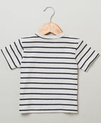 Unisex Cotton Dungaree and Jersey T-Shirt Stripes  Co-ord Sets - White & Yellow