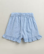 Girls Sunshine Garden Ruffle Cotton Co-ord Set - White & Blue
