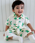 Alligator Print Cotton Co-ord Set - White