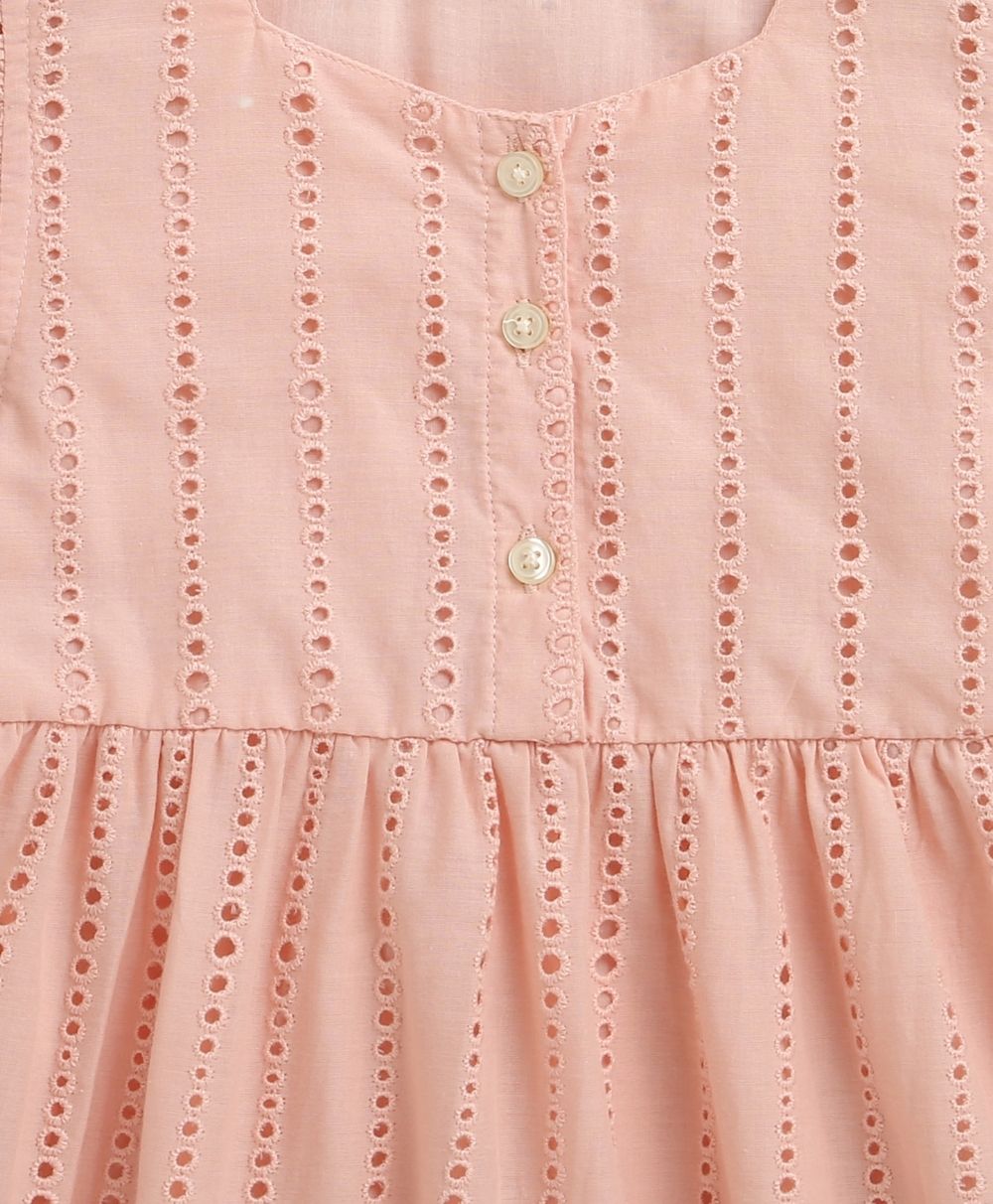 Pastel Pink Schiffly Dress - Pink