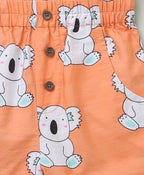 Koala Printed Cotton Shorts - Orange