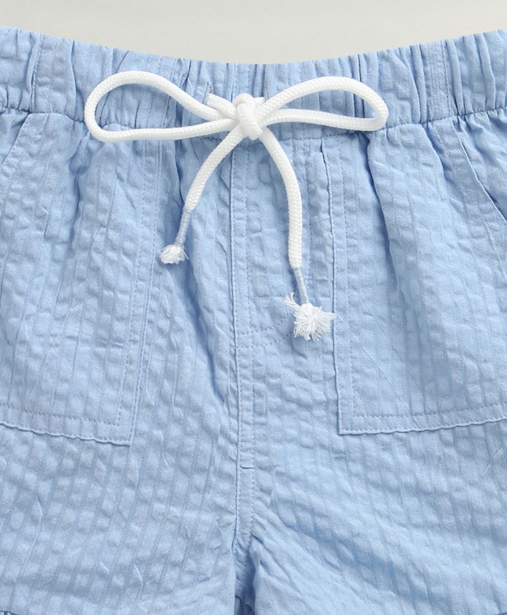 Girls Sunshine Garden Ruffle Cotton Co-ord Set - White & Blue