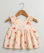 Bird Print Top and Bloomer Co-ord Set - Peach