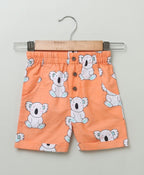 Koala Printed Cotton Shorts - Orange