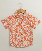Baby Boys Tropical Bloom Cotton Co-ord Set - Orange & Peach