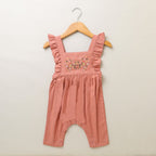 Dungaree with a White Body Suit - Rose Pink