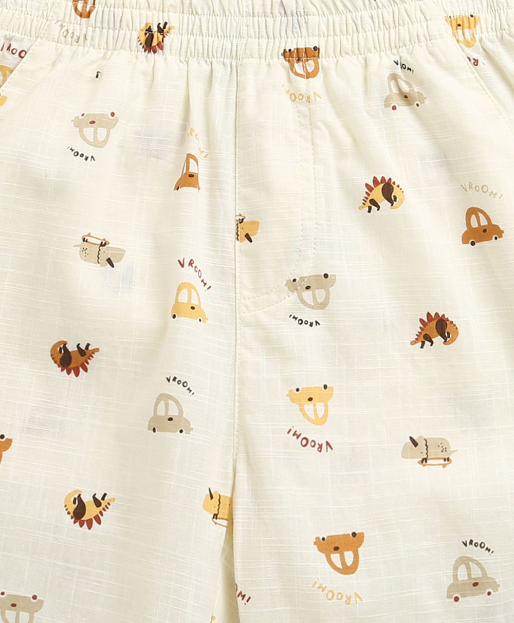 Zoom Safari Cotton Slub Co-ord  Set - Off-White