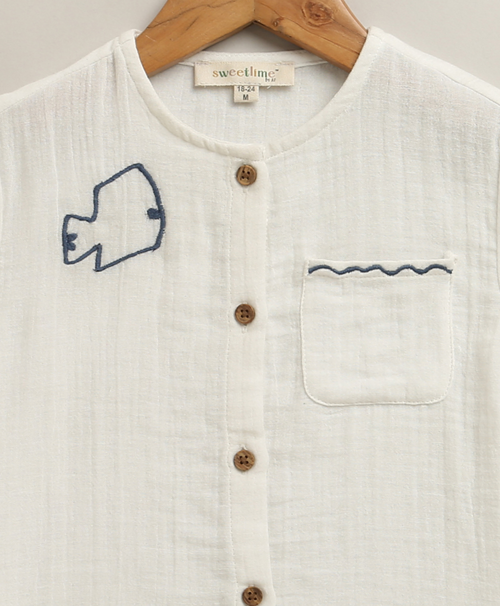 Little Sailor Cotton Co-ord Set- Blue & White