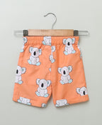 Koala Printed Cotton Shorts - Orange