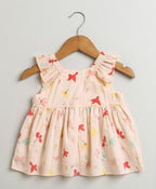 Bird Print Top and Bloomer Co-ord Set - Peach
