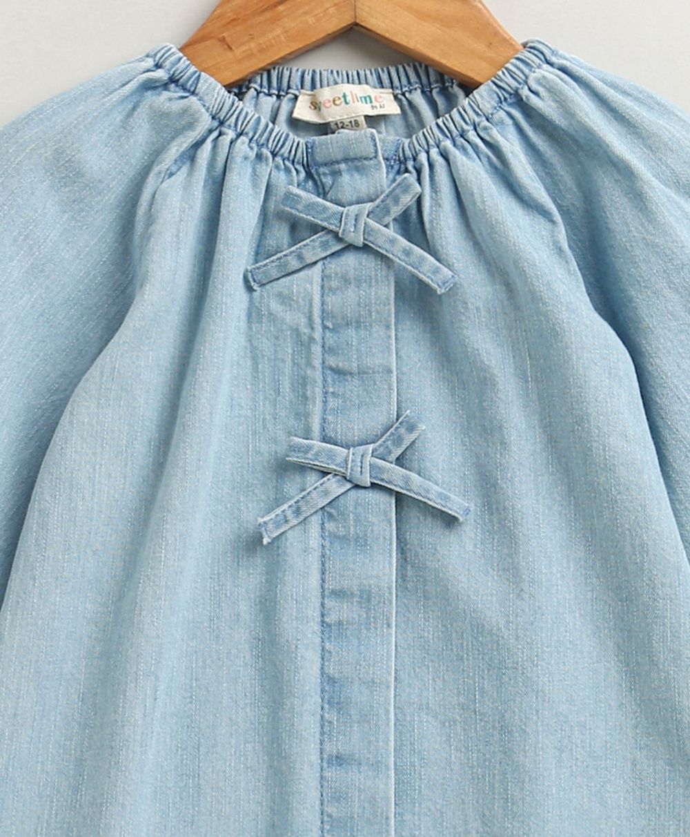 Azure Daydream Denim Blouse - Blue