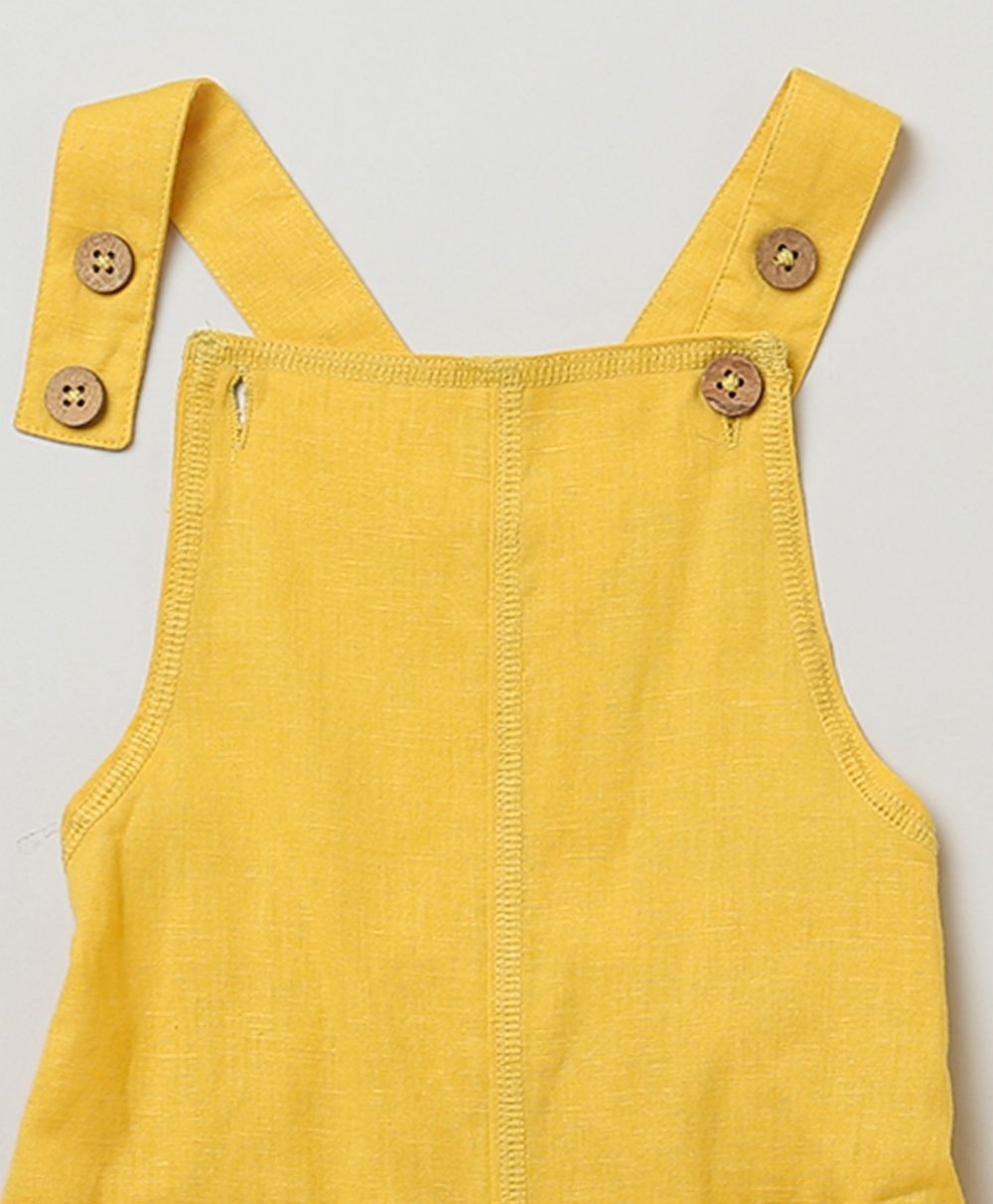 Unisex Cotton Dungaree and Jersey T-Shirt Stripes  Co-ord Sets - White & Yellow