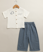 Little Sailor Cotton Co-ord Set- Blue & White