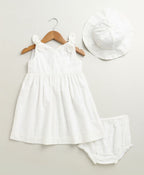 Daisy Breeze Organic Cotton Co-ord Set With a Hat - White