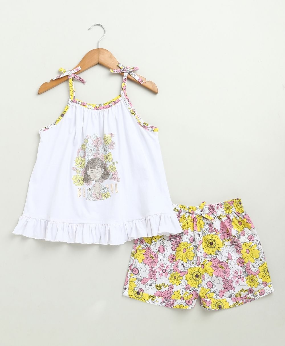 Floral Print Co-ord Set - White & Multicoloured