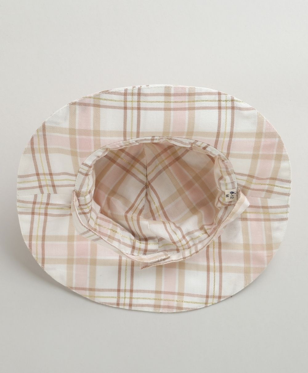Cotton Candy Check Sun Cap - White