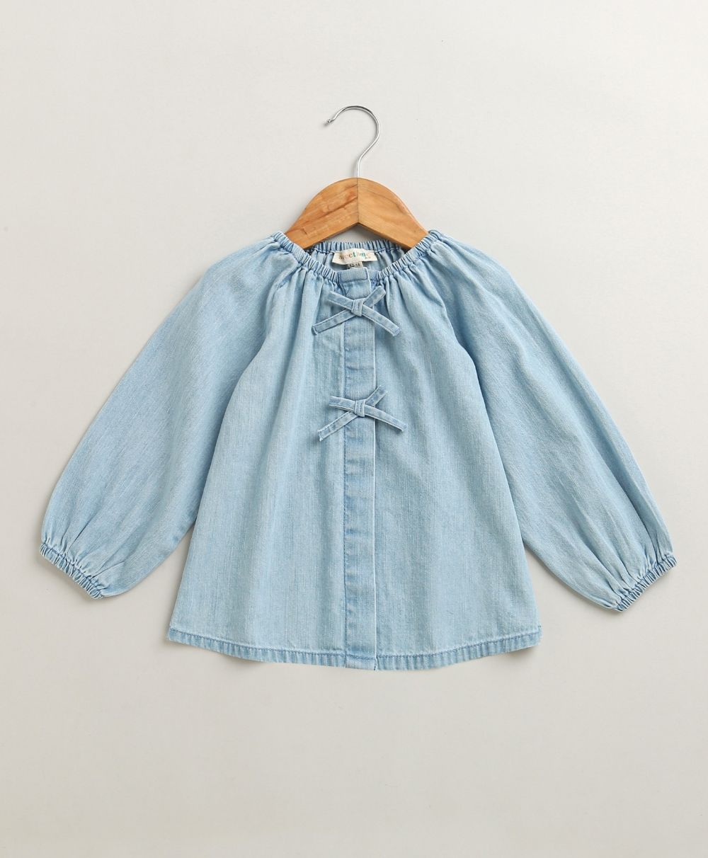 Azure Daydream Denim Blouse - Blue
