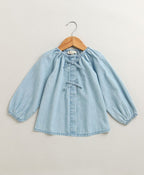 Azure Daydream Denim Blouse - Blue