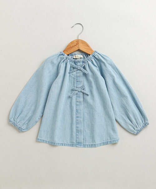 Azure Daydream Denim Blouse - Blue