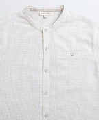 Mandarin Collar Half Sleeves Cotton Linen Shirt - White