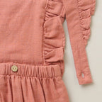 Dungaree with a White Body Suit - Rose Pink