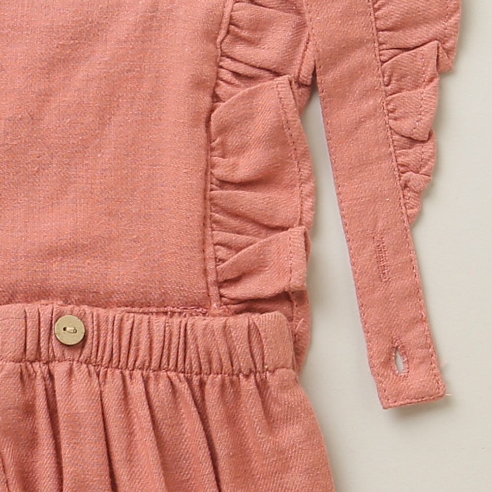 Dungaree with a White Body Suit - Rose Pink