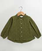 All-Over Floral Printed Olive Green Shirt