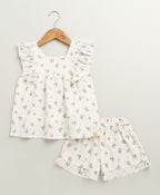 Blossom Whisper Ruffle Co-ord Set - White