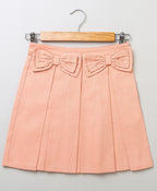 Ruffled Blouse & Striped Skirt - White & Peach