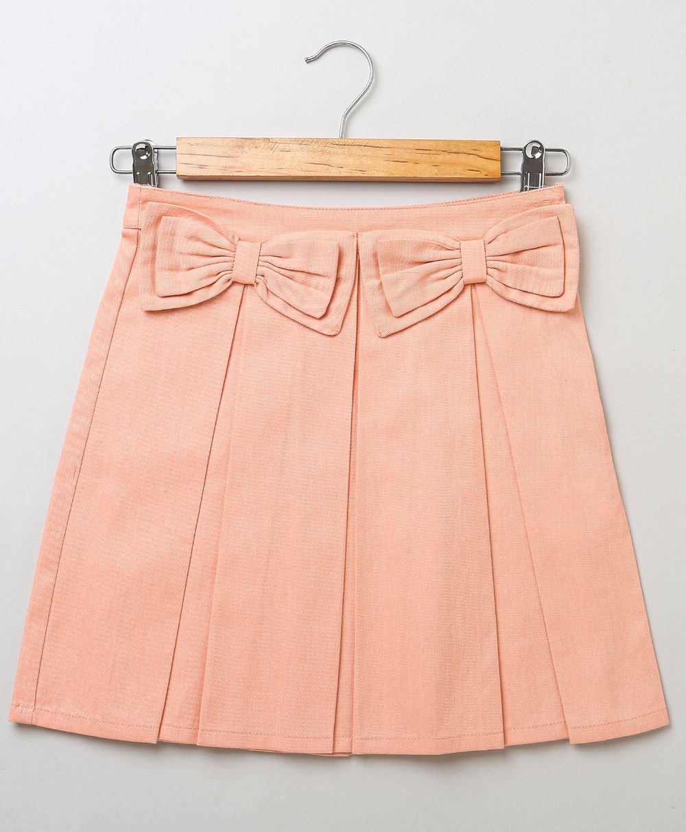 Ruffled Blouse & Striped Skirt - White & Peach