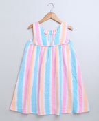 Striped Cotton A-line Dress - Multicoloured