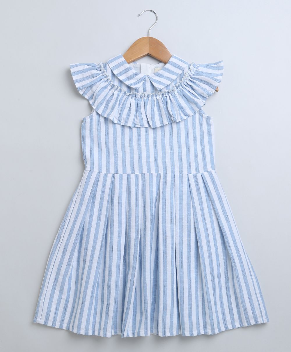 Striped Cotton Sun Dress - Blue & White