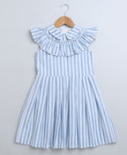 Striped Cotton Sun Dress - Blue & White