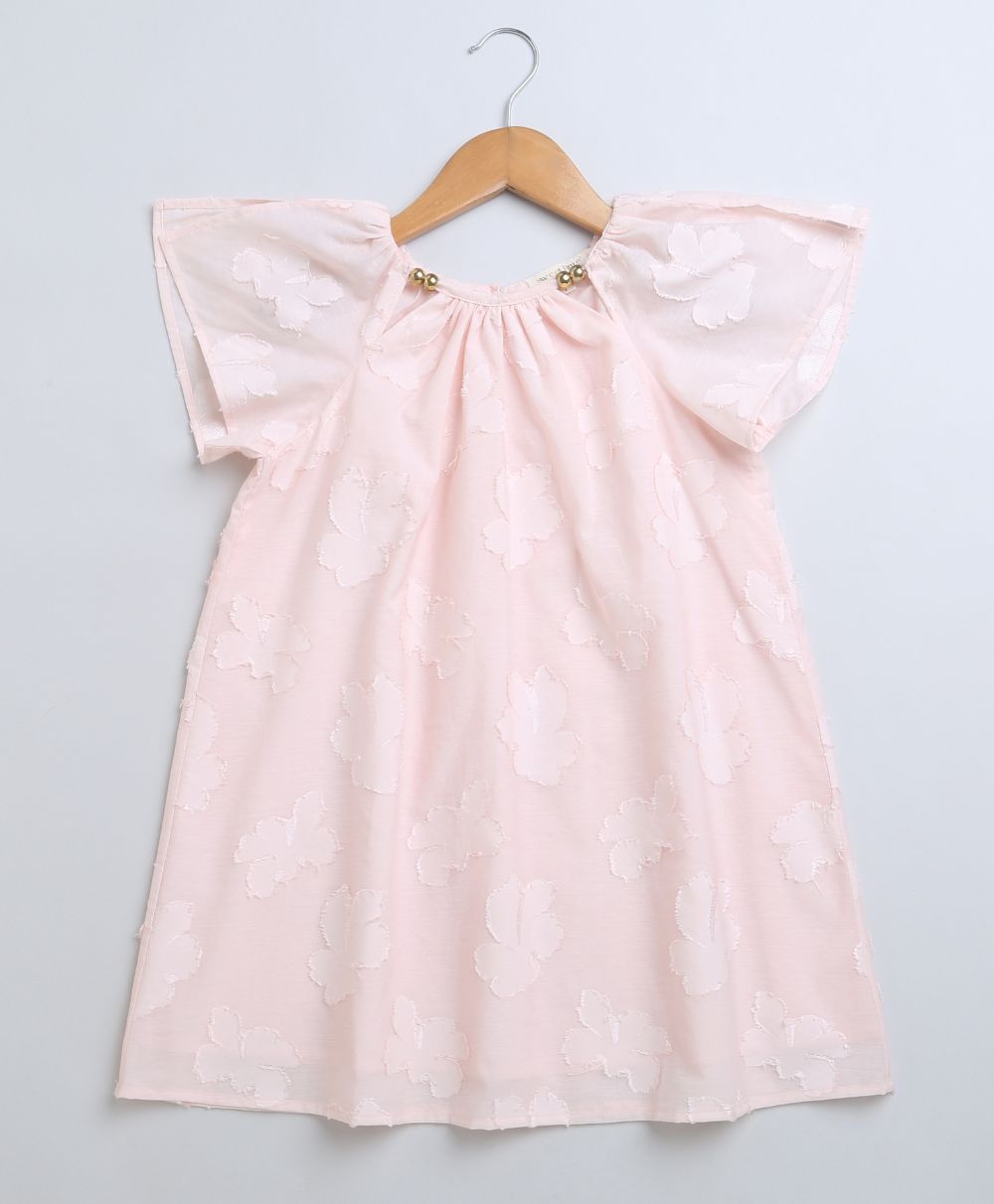 Jacquard A-Line Cotton Dress - Rose Pink