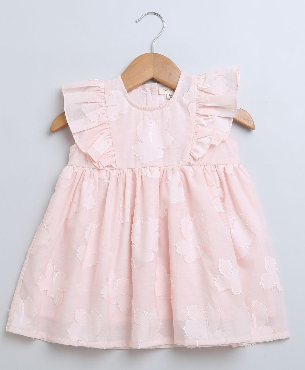 Jacquard Flared Cotton Dress - Rose Pink