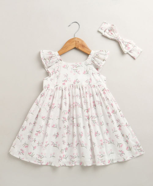 Baby Girl's Organic Cotton Little Meadow Princess Dress & Hairband Set - White
