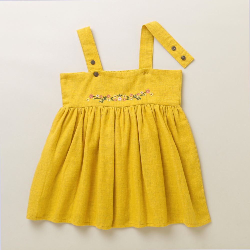 Dress With White Body Suit - Mustard