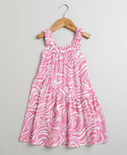 Pink & White Wavy Striped Dress - Pink