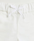 Blossom Basket Ruffle Top & Bow-Tie Cotton Twill Shorts Co-ord Set - Beige & White
