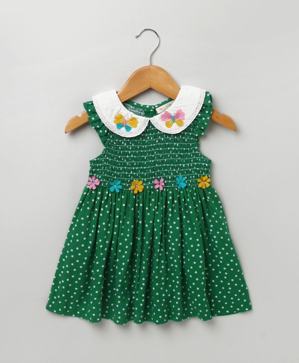 Polka Dot Printed Dress - Green