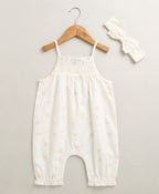 Baby Girls' Cotton Buttercup Breeze Romper & Hairband Set - White