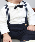 Baby Boys Little Gentleman Formal Co-ord Set - White & Dark Navy