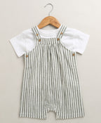 Unisex Little Wanderer Summer Cotton Romper & White T-shirt Set - Grey & White