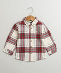 Classic Plaid Flannel Cotton Shirt - White & Red