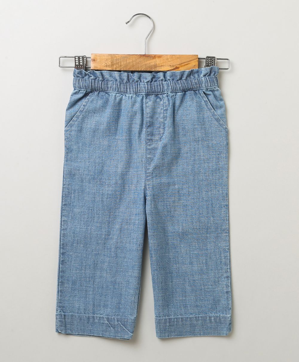 Cropped Chambray Pants - Blue