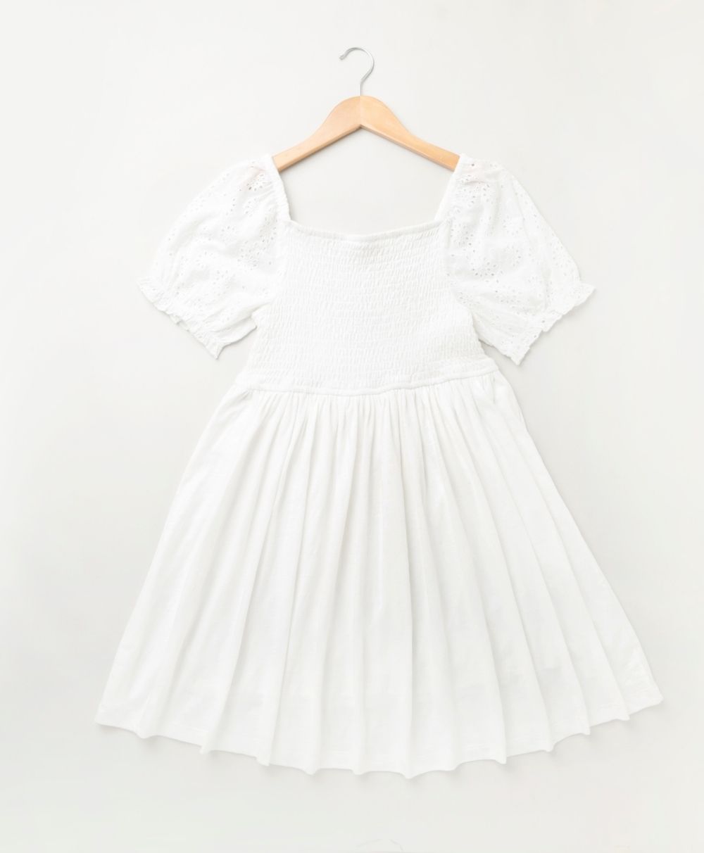 White Jersey A Line Dress - White