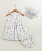Blossom Breeze Organic Cotton Co-ord Set with A Hat - White